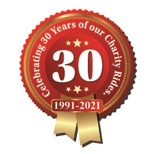 Rosette celebrating 30 years of the Christmas charity ride