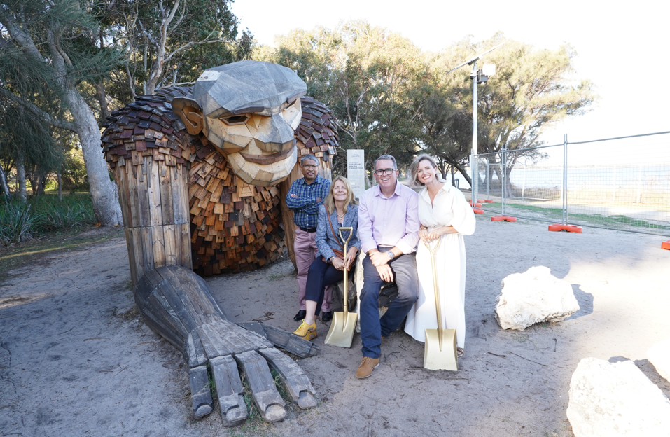 Four Elected Members at the Coodanup Foreshore Giant