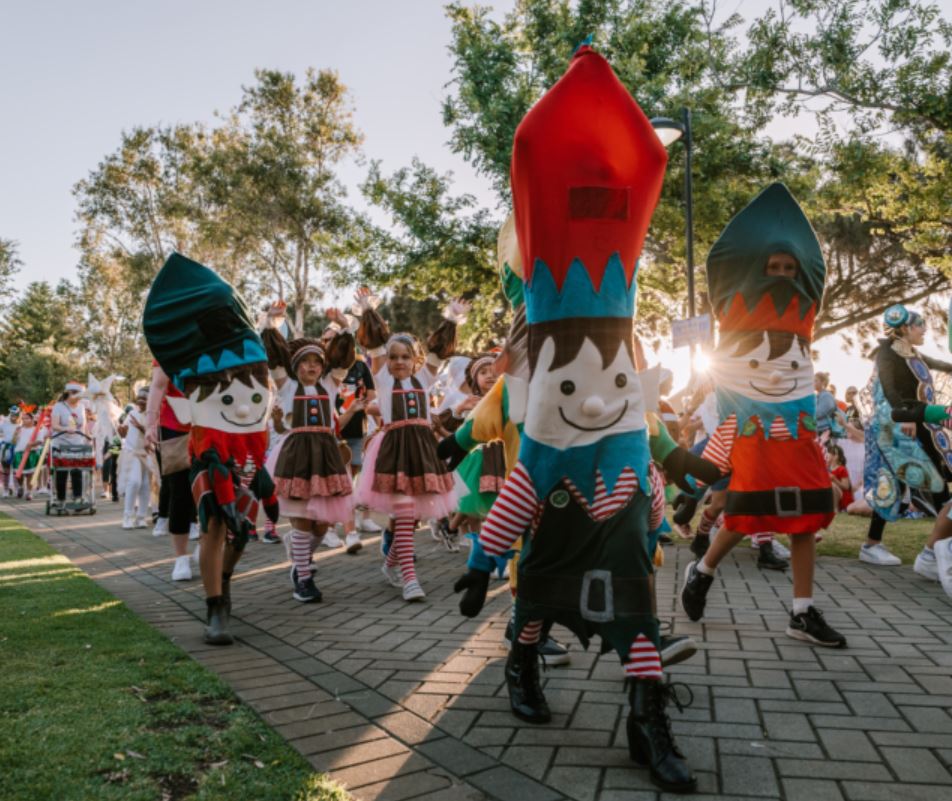 Elves in parade during Mandurah Christmas Pageant